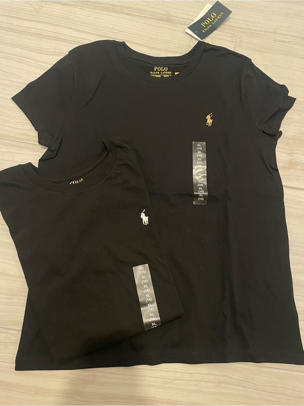 Polo Ralph Lauren Black girl Short Sleeve Tee w/classic white/ gold pony